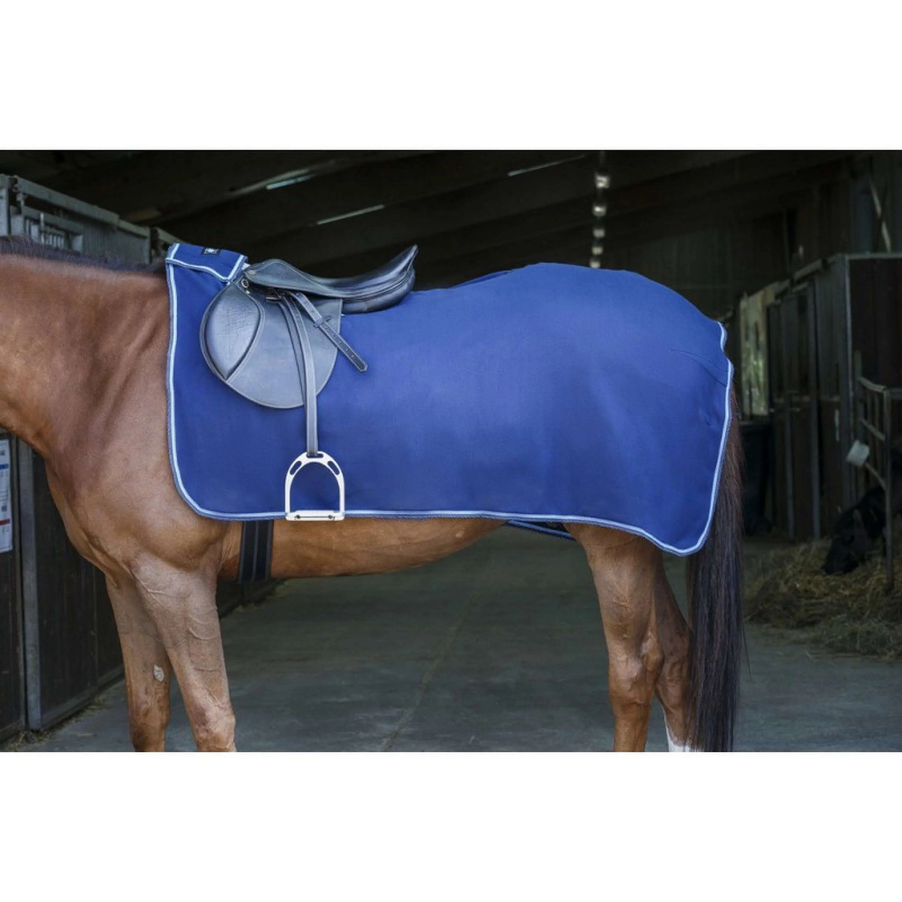 Riding World Couvre-reins Fleece Marin/bleu clair - Image 6