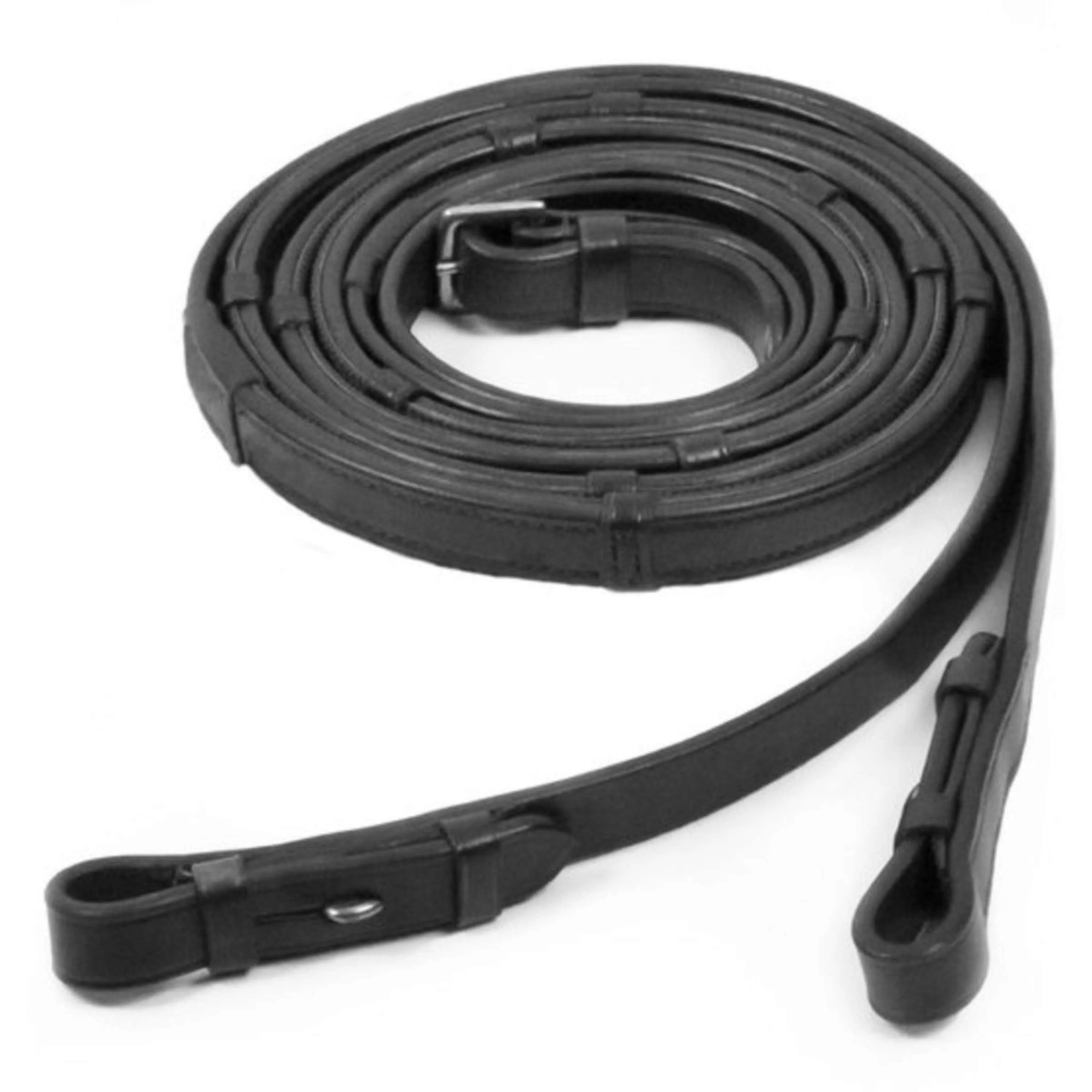 Schockemöhle Rênes Caoutchouc avec Arrêts Noir/Argent - Image 2