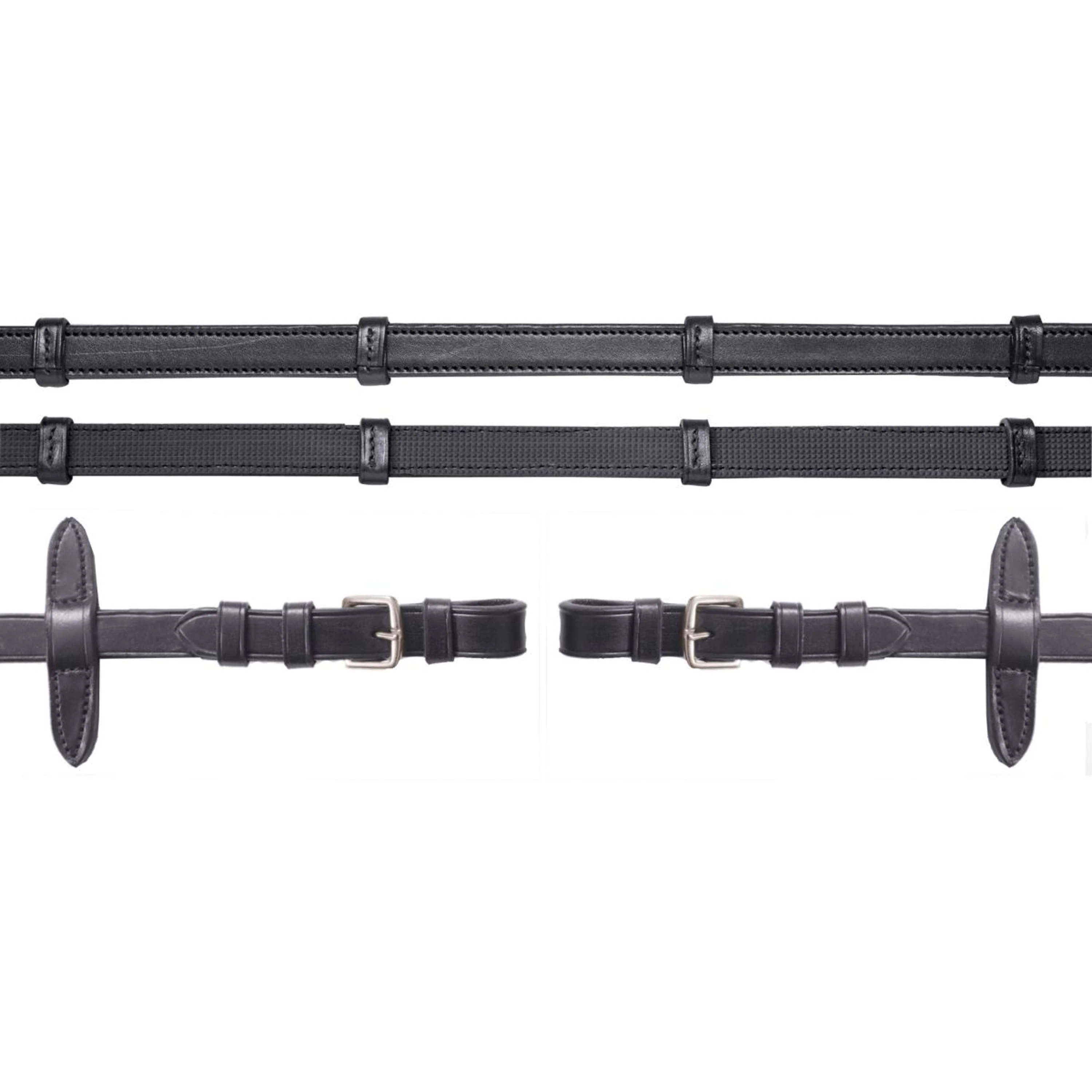 Schockemöhle Rênes Caoutchouc/Cuir avec Boucles Noir/Argent - Image 2