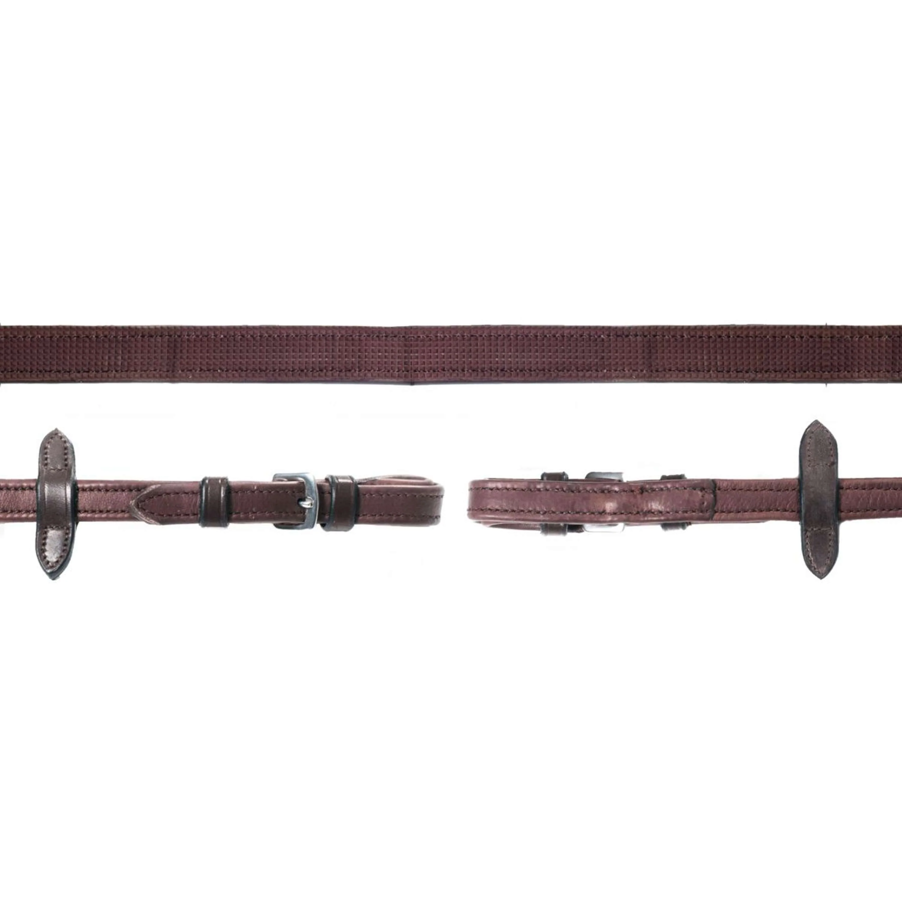 Schockemöhle Rênes Durasoft Grip Caoutchouc DonkerMarron/Argent - Image 2