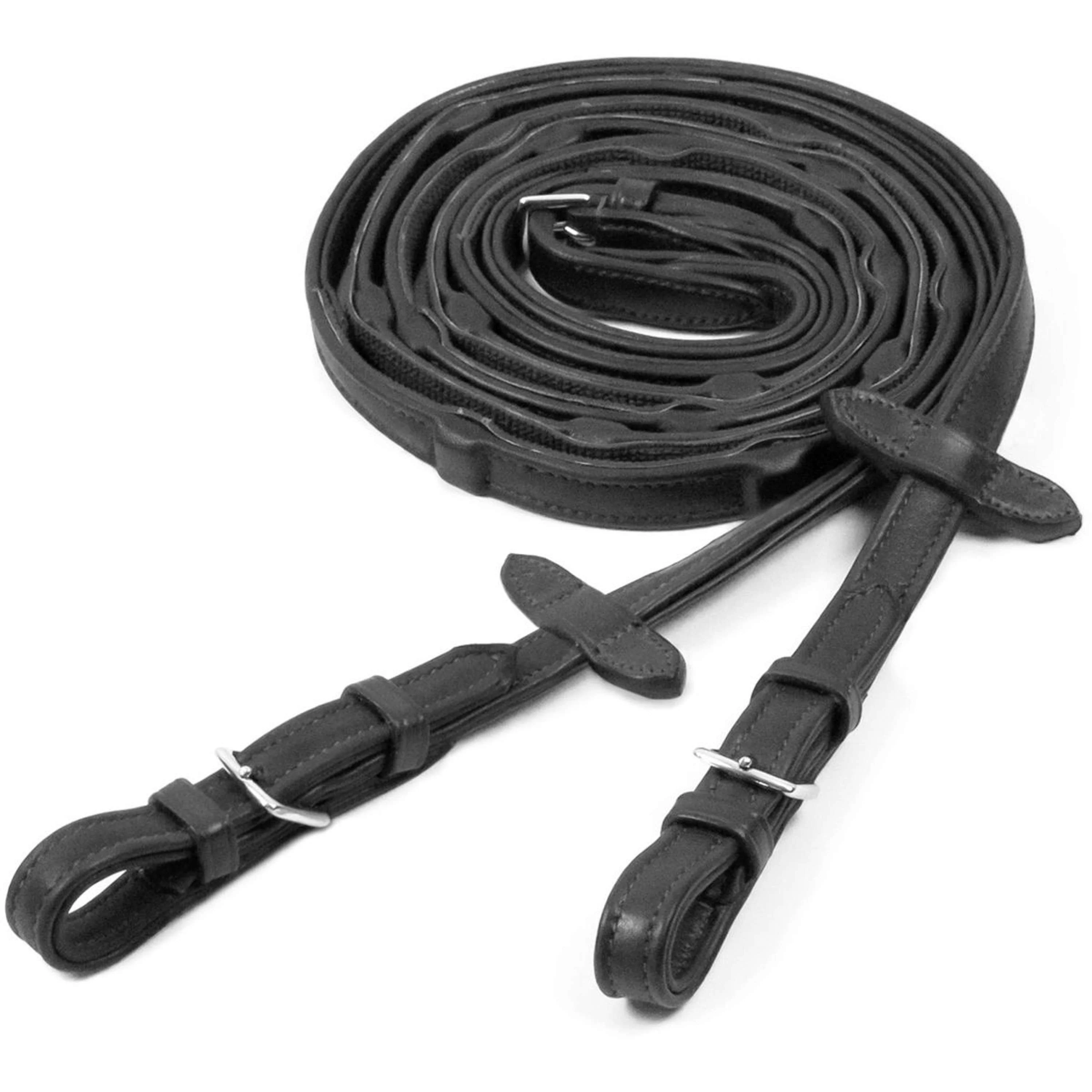 Schockemöhle Rênes Durasoft Grip Caoutchouc Noir/Argent - Image 2
