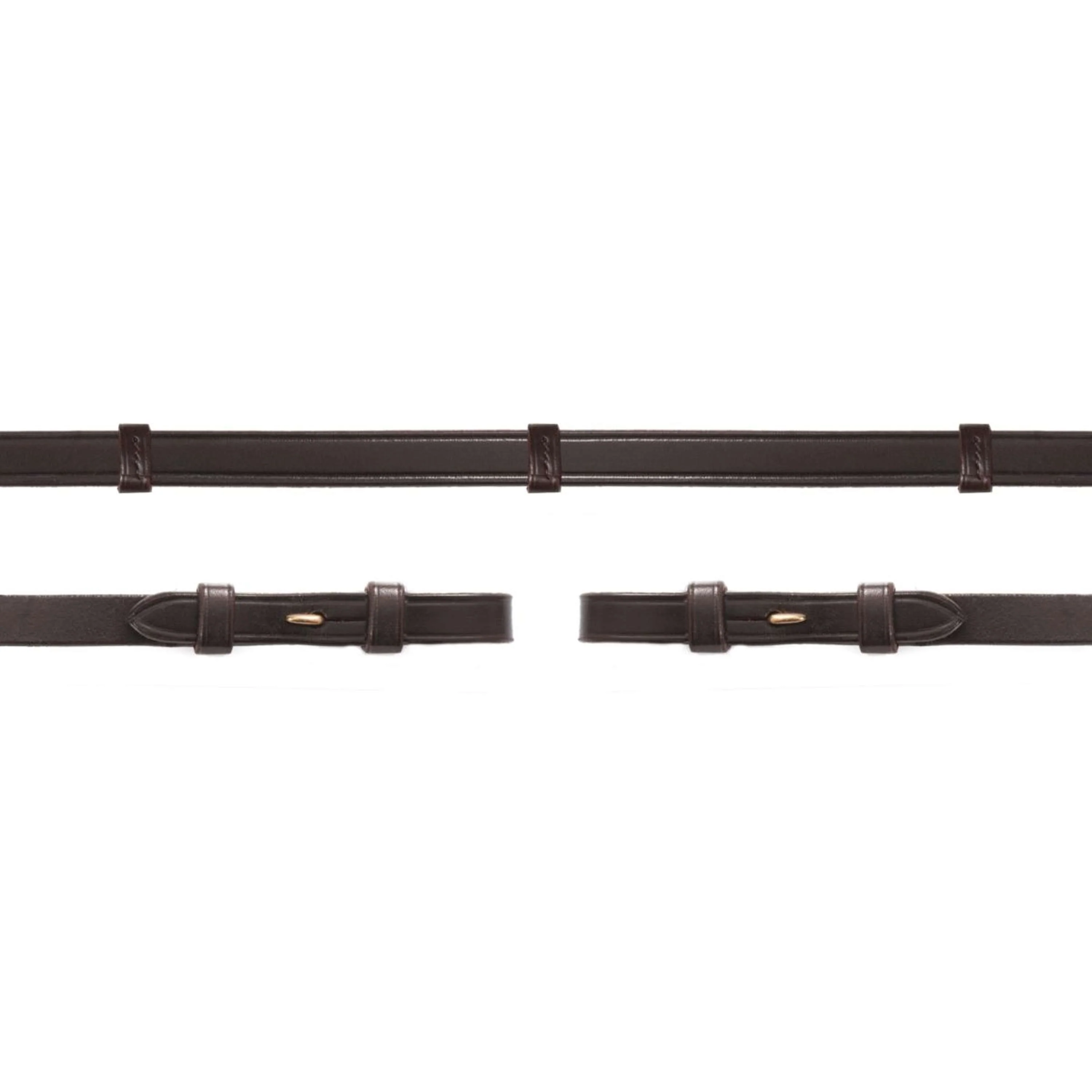 Schockemöhle Rênes Lisse Cuir avec Arrêts Marron foncé/Or - Image 2