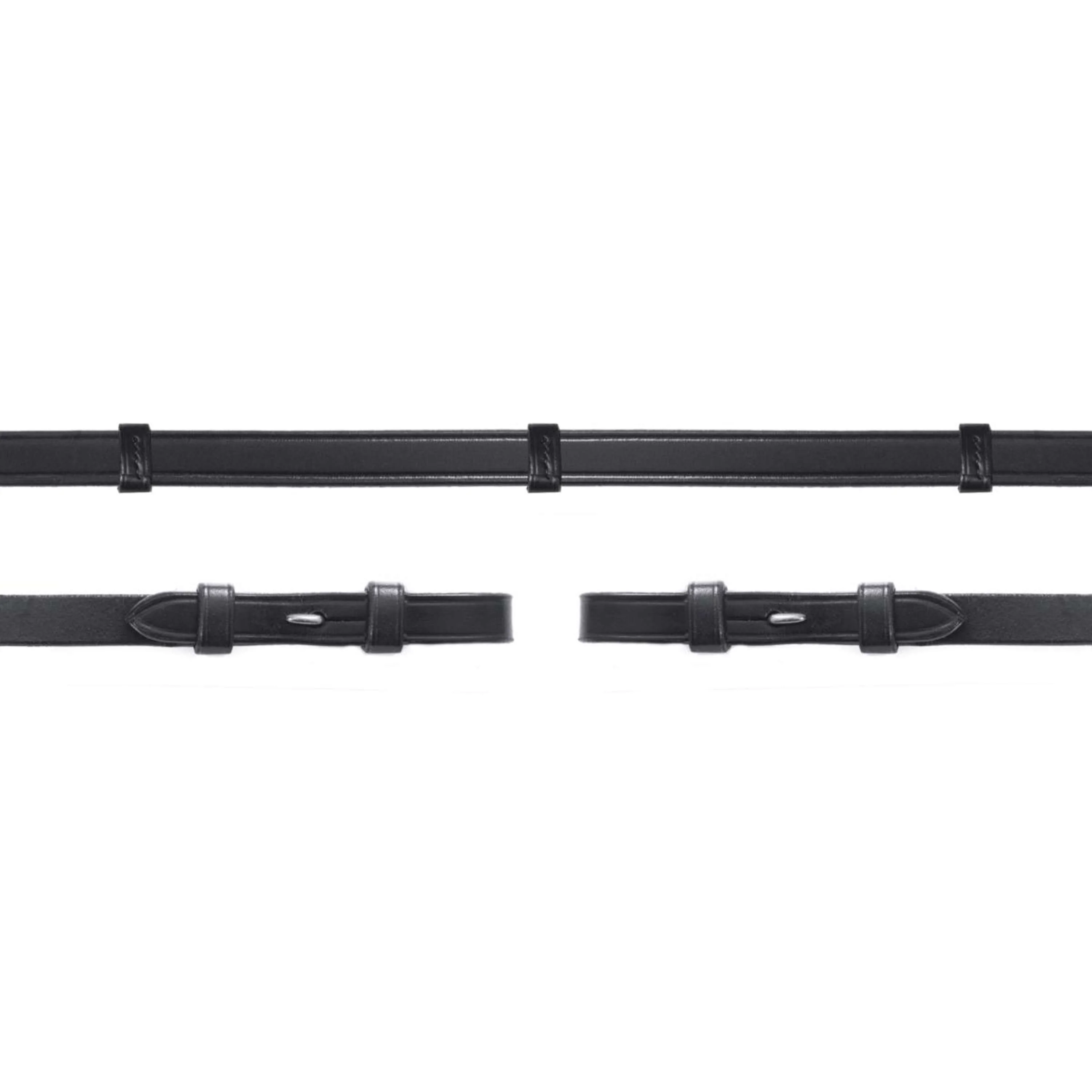 Schockemöhle Rênes Lisse Cuir avec Arrêts Noir/Argent - Image 2