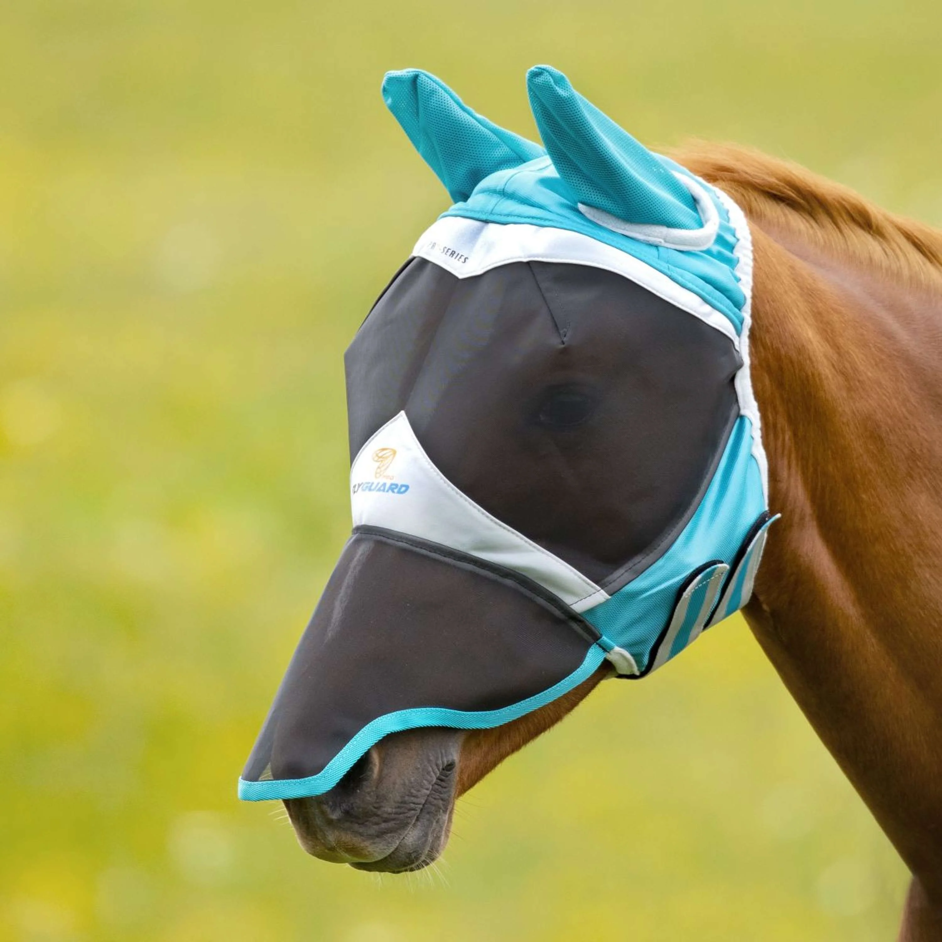 Shires Masque Anti-Mouches avec Oreilles et Nez Fine Mesh Teal - Image 2