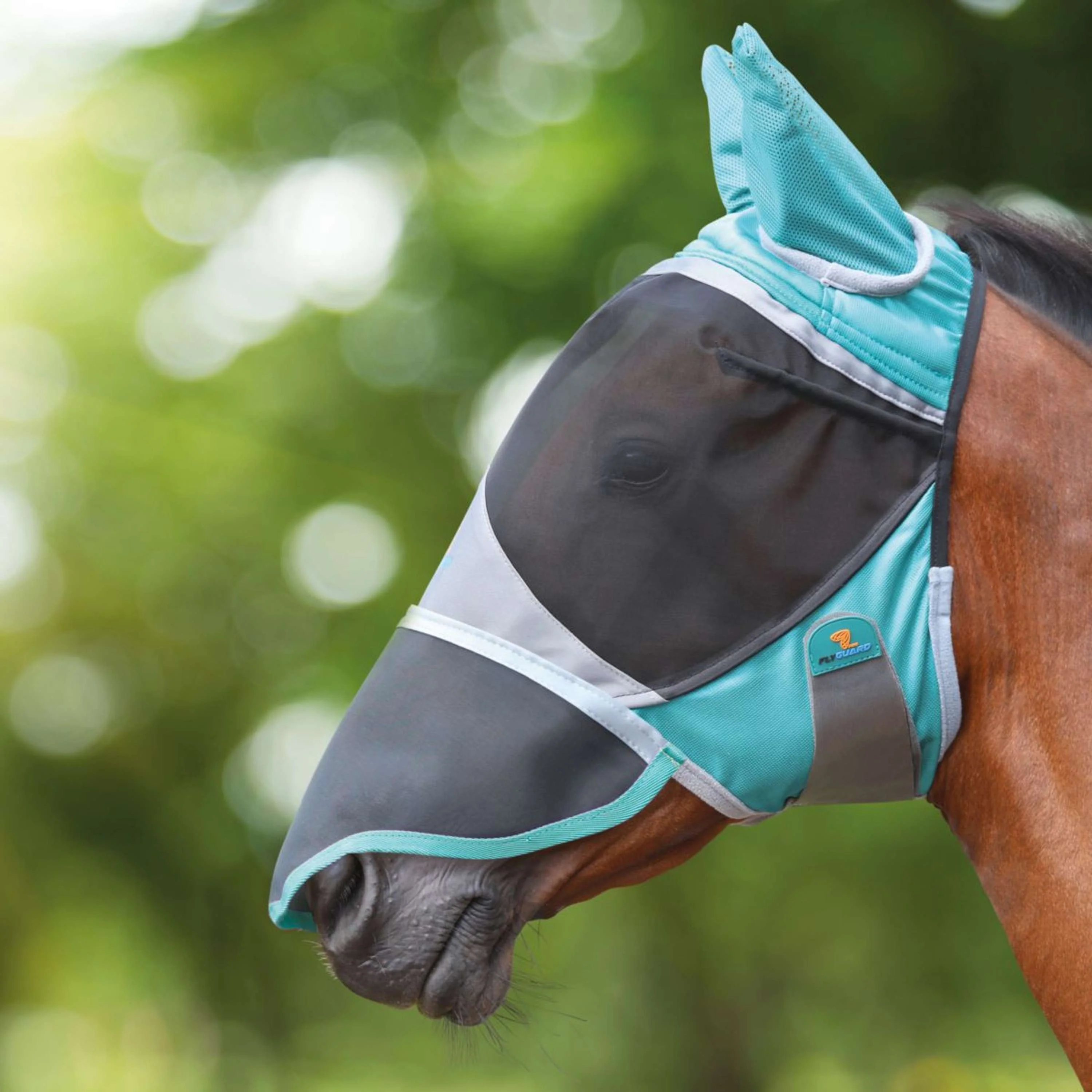 Shires Masque Anti-Mouches Deluxe avec Oreilles et Nez Vert - Image 4