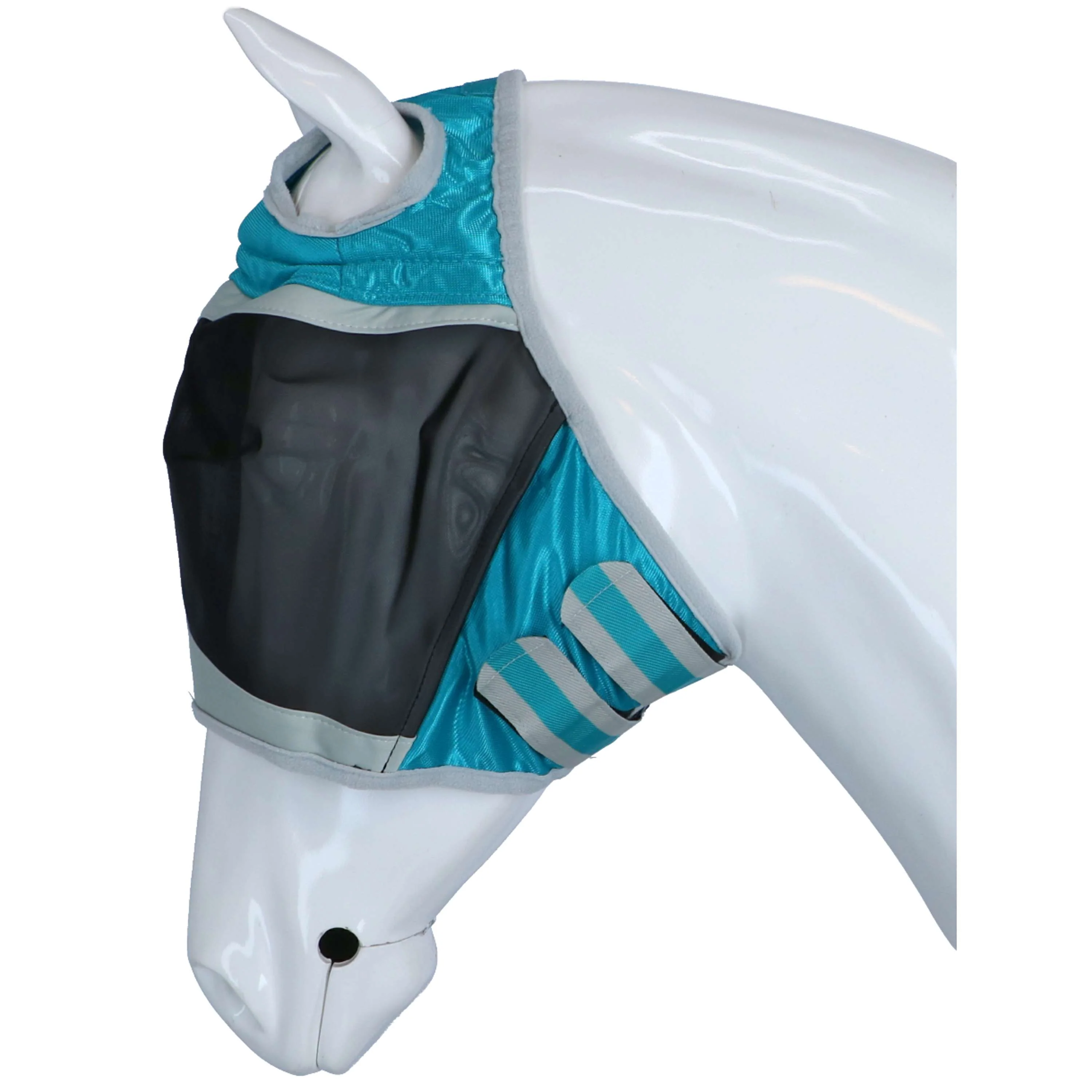 Shires Masque Anti-Mouches Filet Fin avec Découpe D'oreille Teal - Image 4