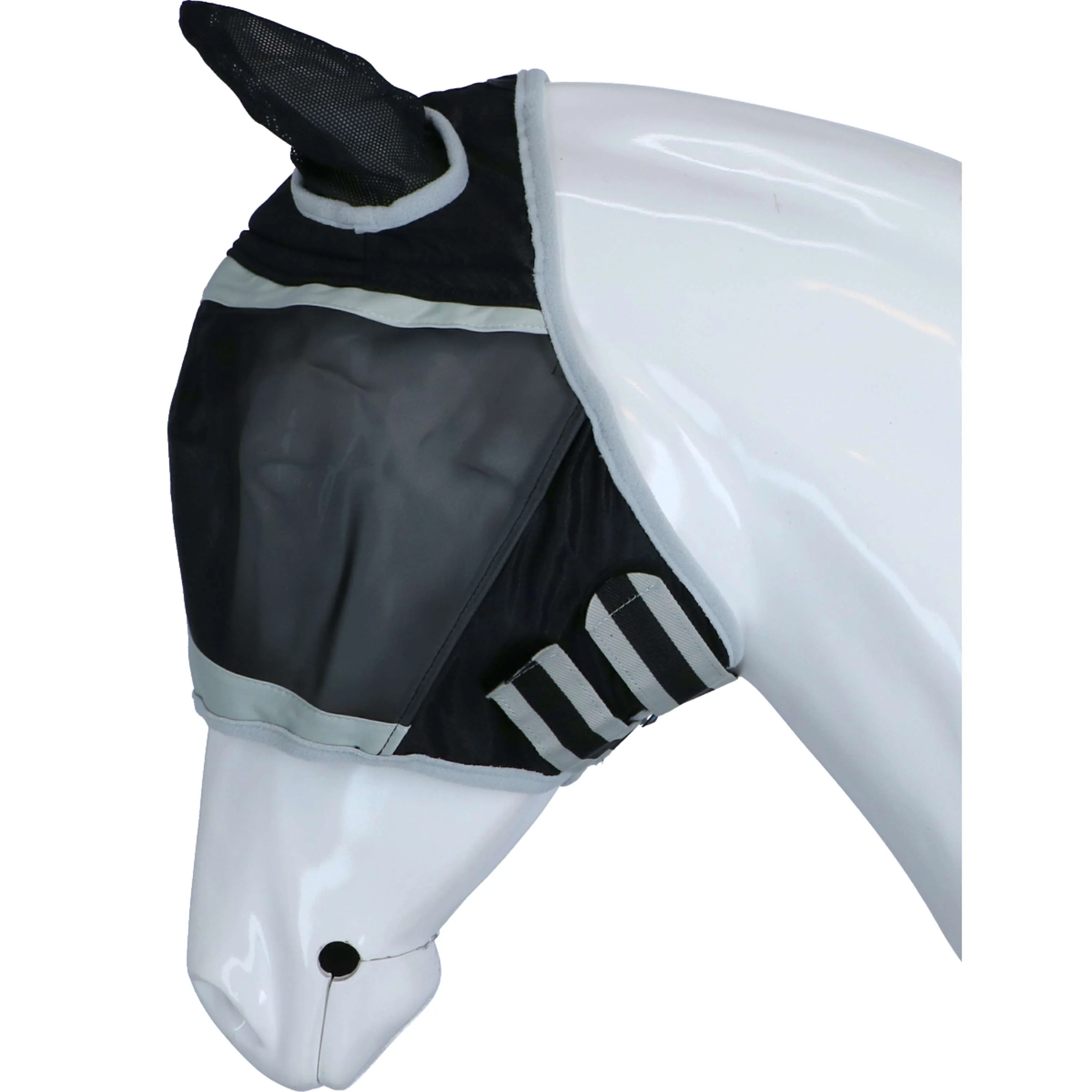 Shires Masque Anti-Mouches Filet Fin avec Oreilles Noir - Image 3