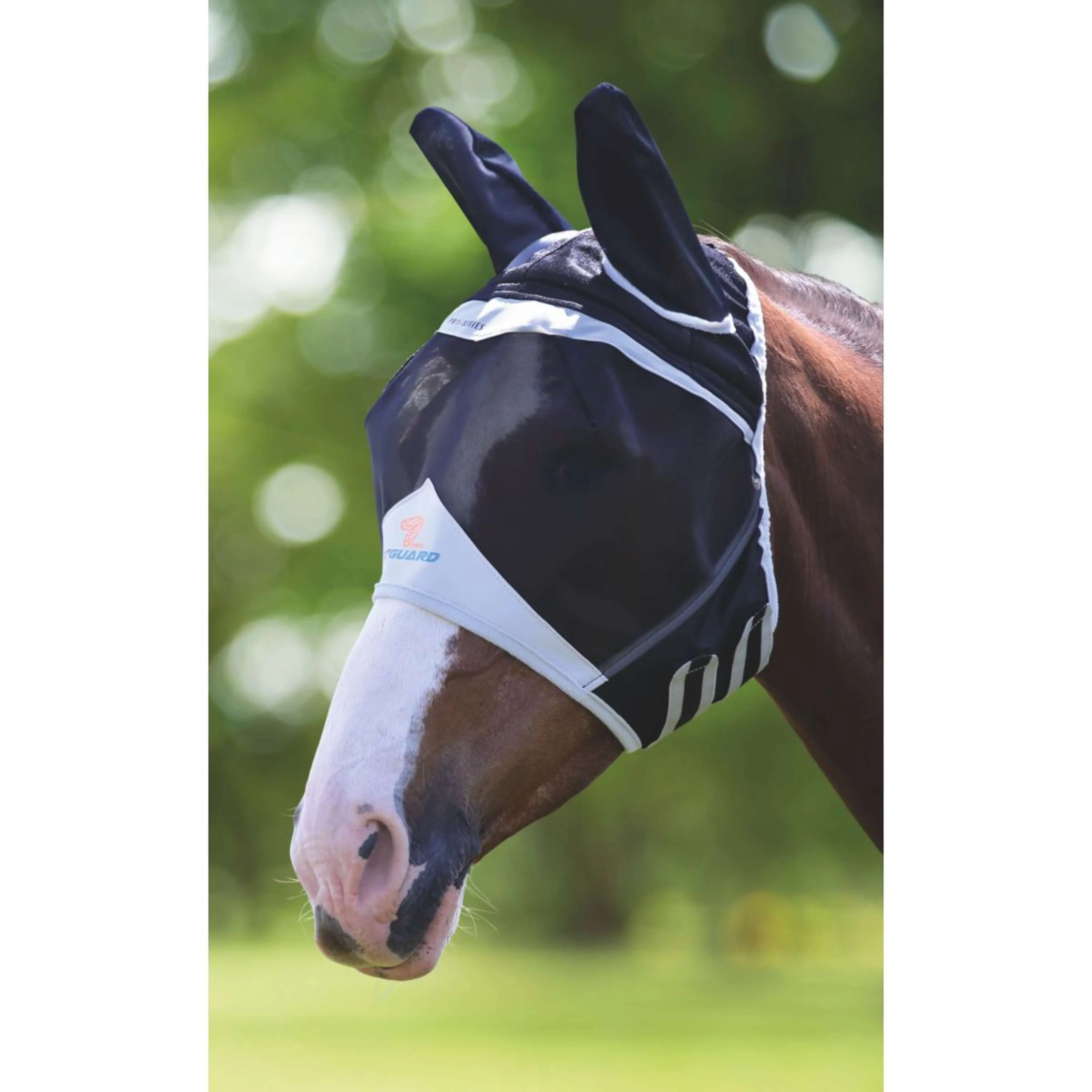 Shires Masque Anti-Mouches Filet Fin avec Oreilles Noir - Image 4
