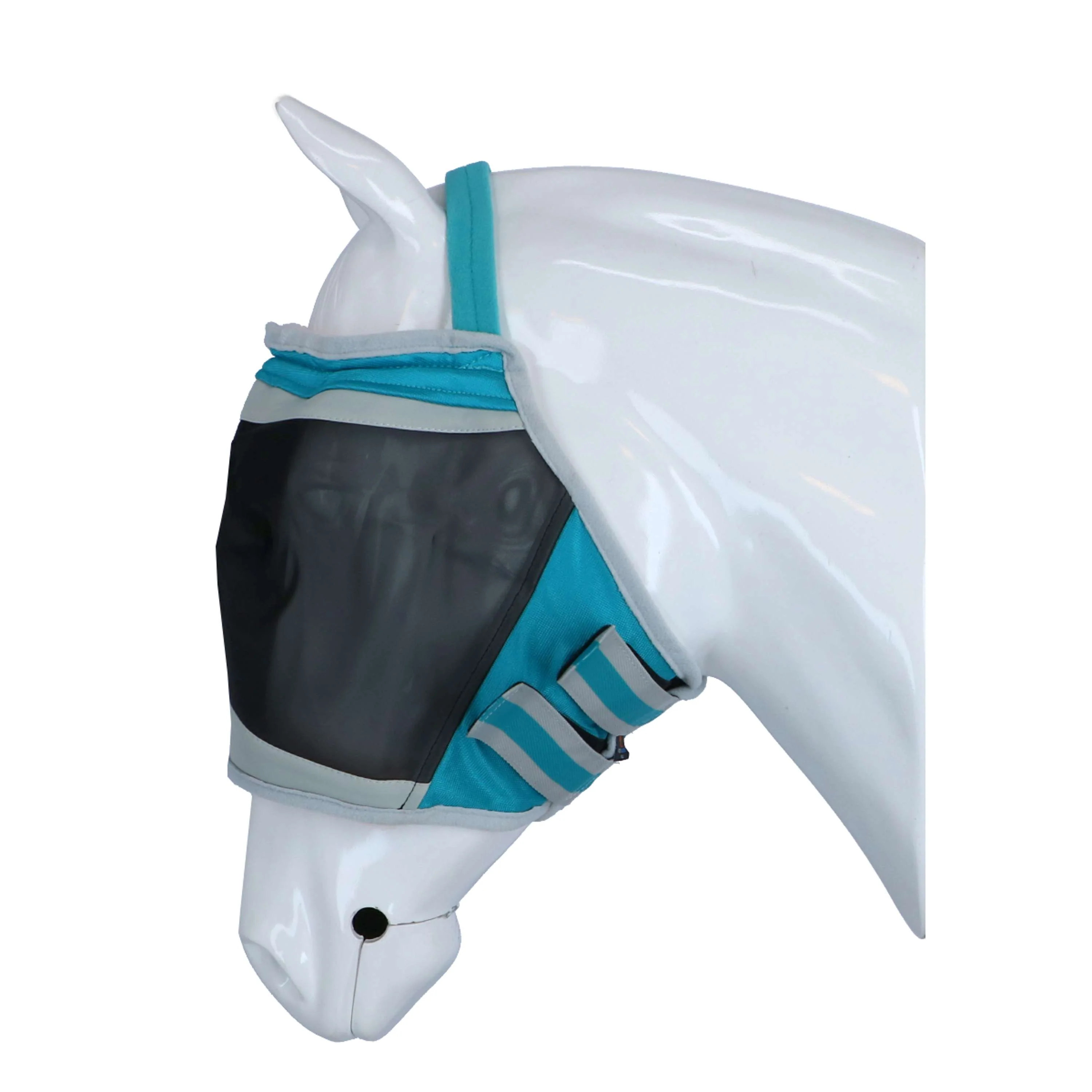 Shires Masque Anti-Mouches Filet Fin Sans Oreilles Vert-Bleu - Image 4