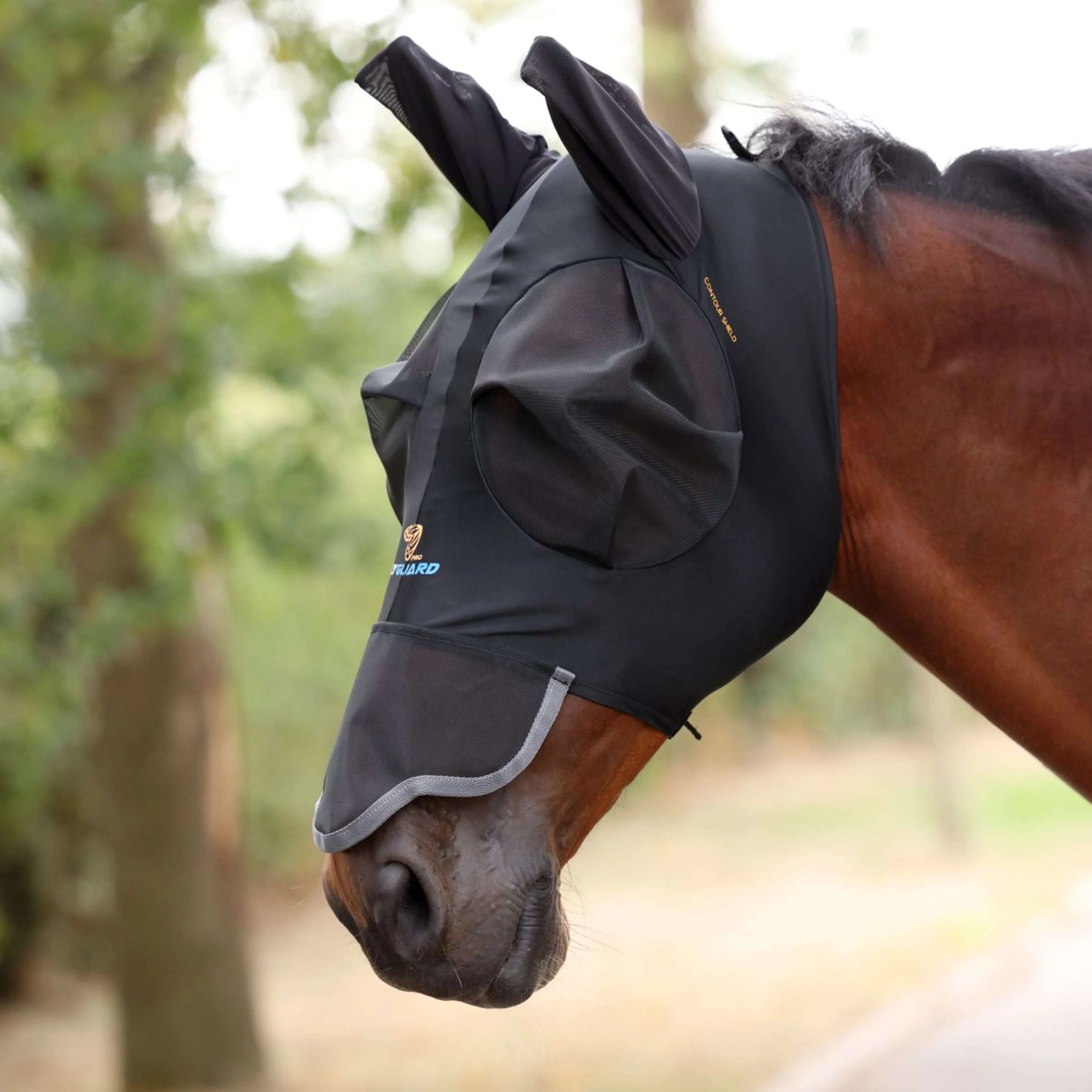 Shires Masque Anti-Mouches Stretch avec Nez Jet Black - Image 2