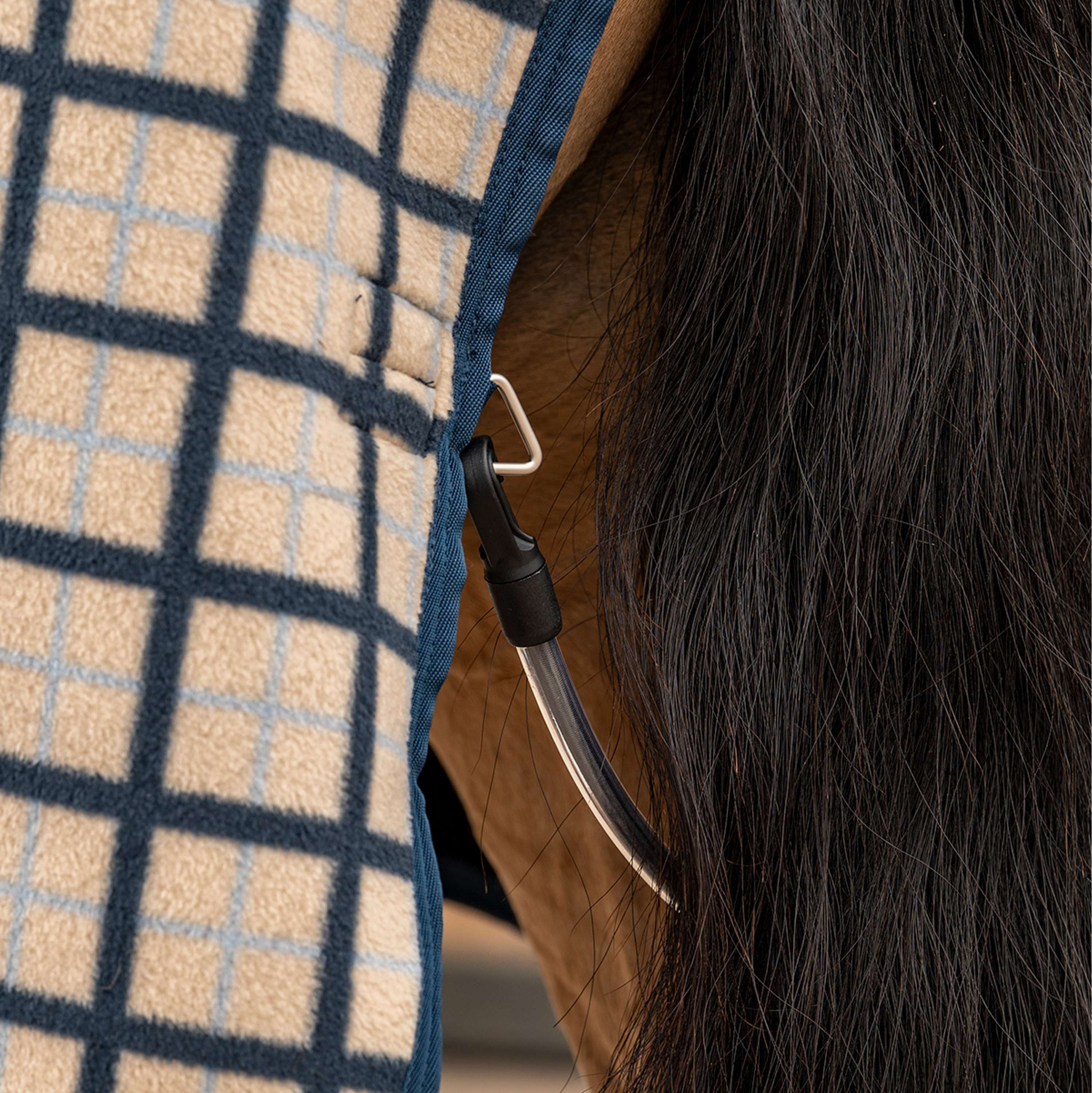 Velder Horsewear Fleece Cooler with Collar Navy Check - Image 8