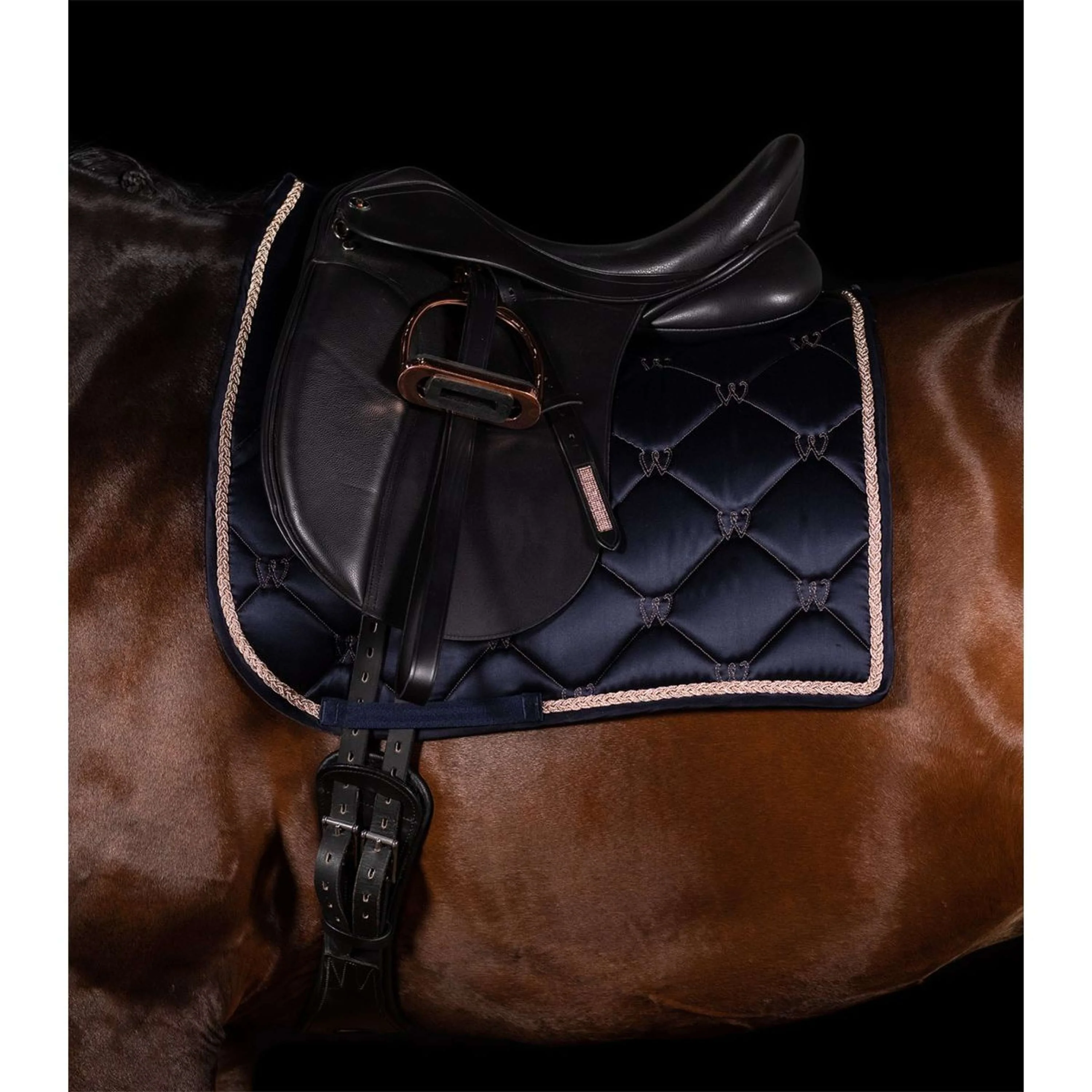 Waldhausen Tapis de Selle Valencia Dressage Bleu Foncé/Or Rose - Image 2
