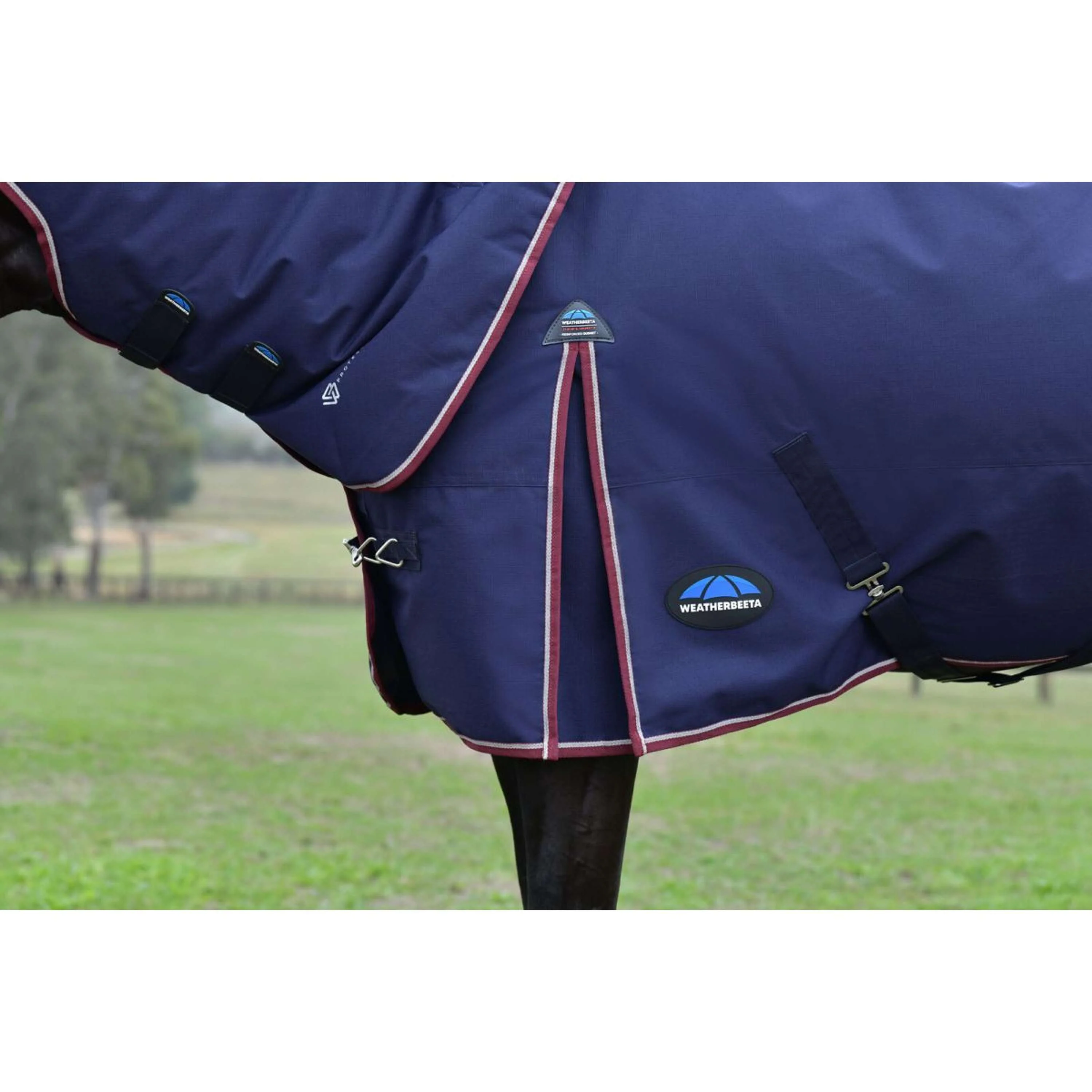 WeatherBeeta ComFiTec Essential Turnout Detach-A-Neck 220g Marine/Bordeaux - Image 5