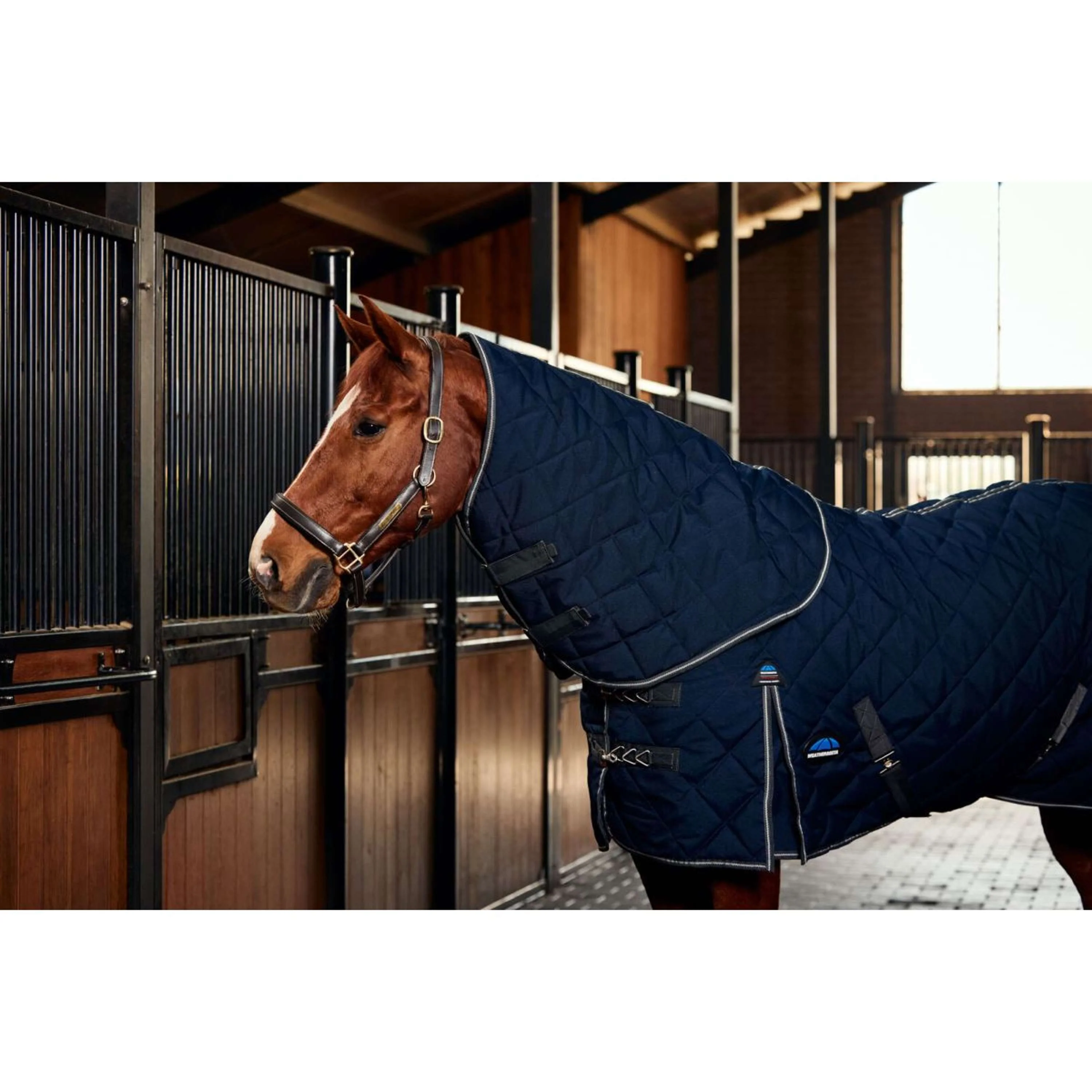 WeatherBeeta Couverture d'Écurie ComFiTec 100D Diamond Quilt Detach-A-Neck 220g Navy/Charcoal - Image 5