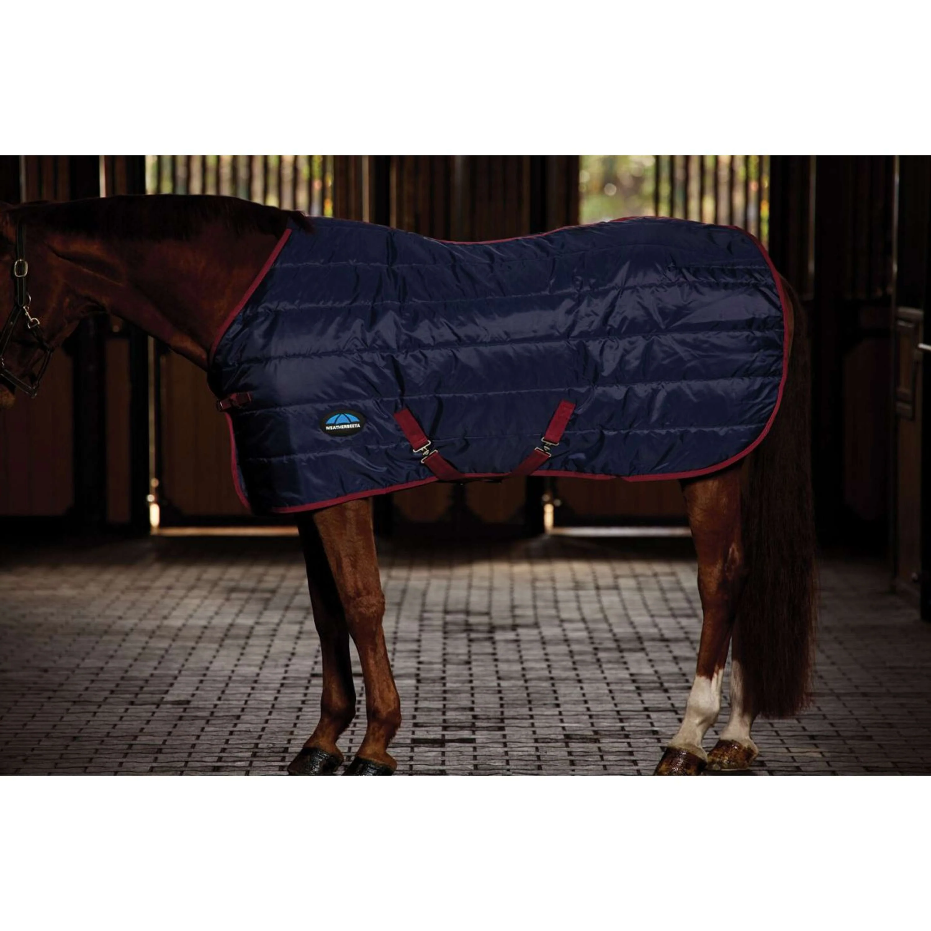 WeatherBeeta Couverture d'Écurie ComFiTec 210D Channel Quilt Standard Neck 100g Marine/Bordeaux - Image 3
