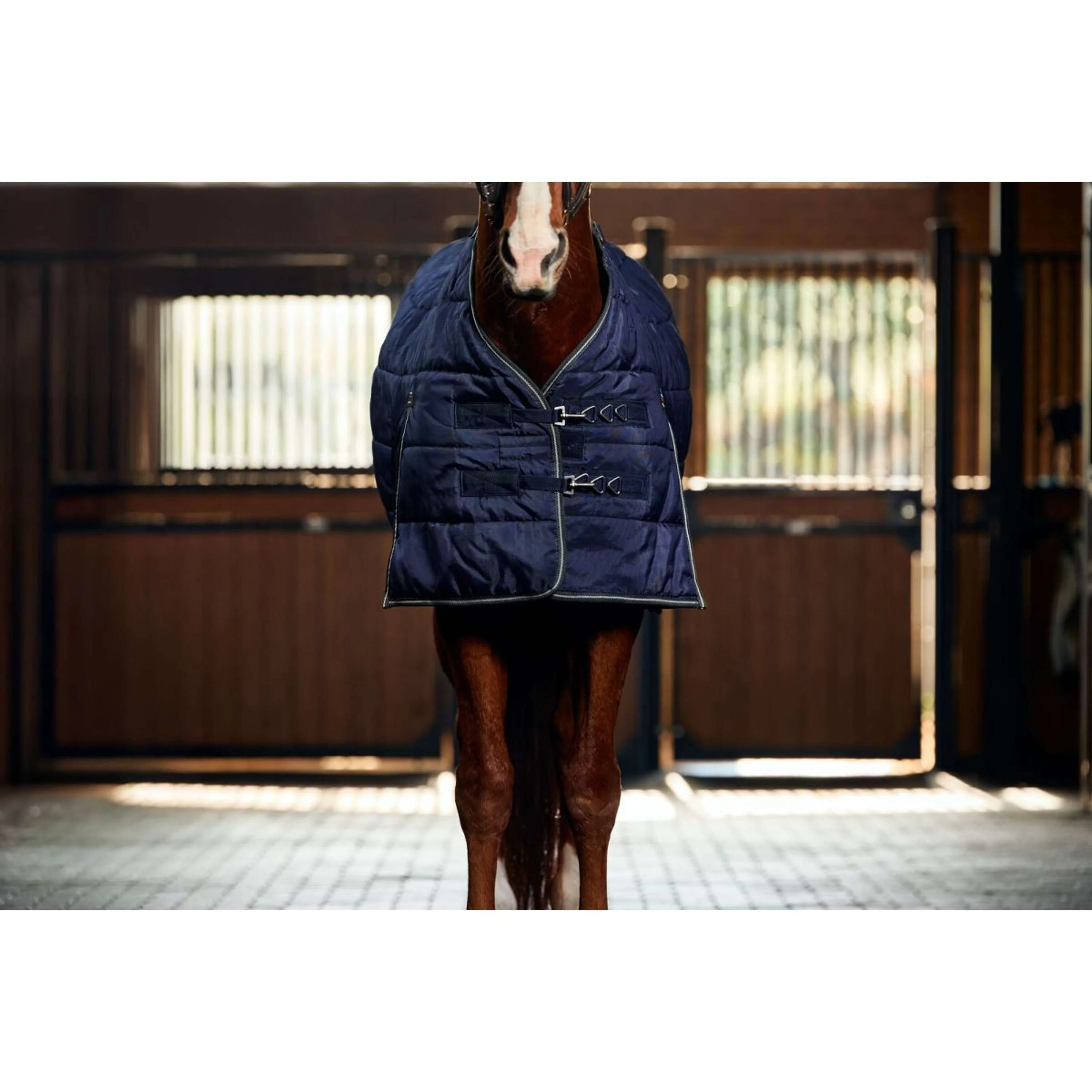 WeatherBeeta Couverture d'Écurie ComFiTec PP Channel Quilt Detach-A-Neck 220g Navy/Charcoal - Image 3