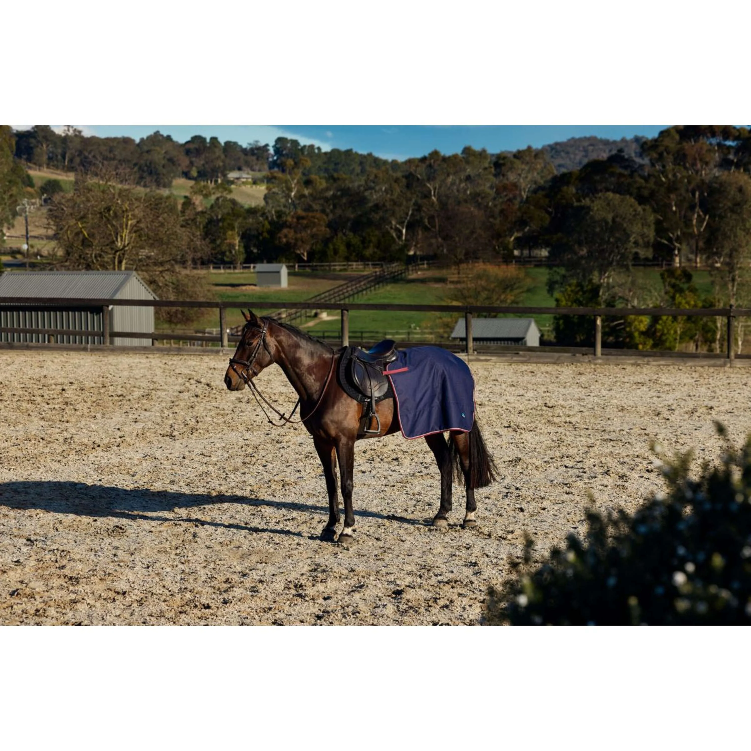 WeatherBeeta Couvre-reins Essential Fleece Lined Quarter Sheet Marine/Bordeaux - Image 2