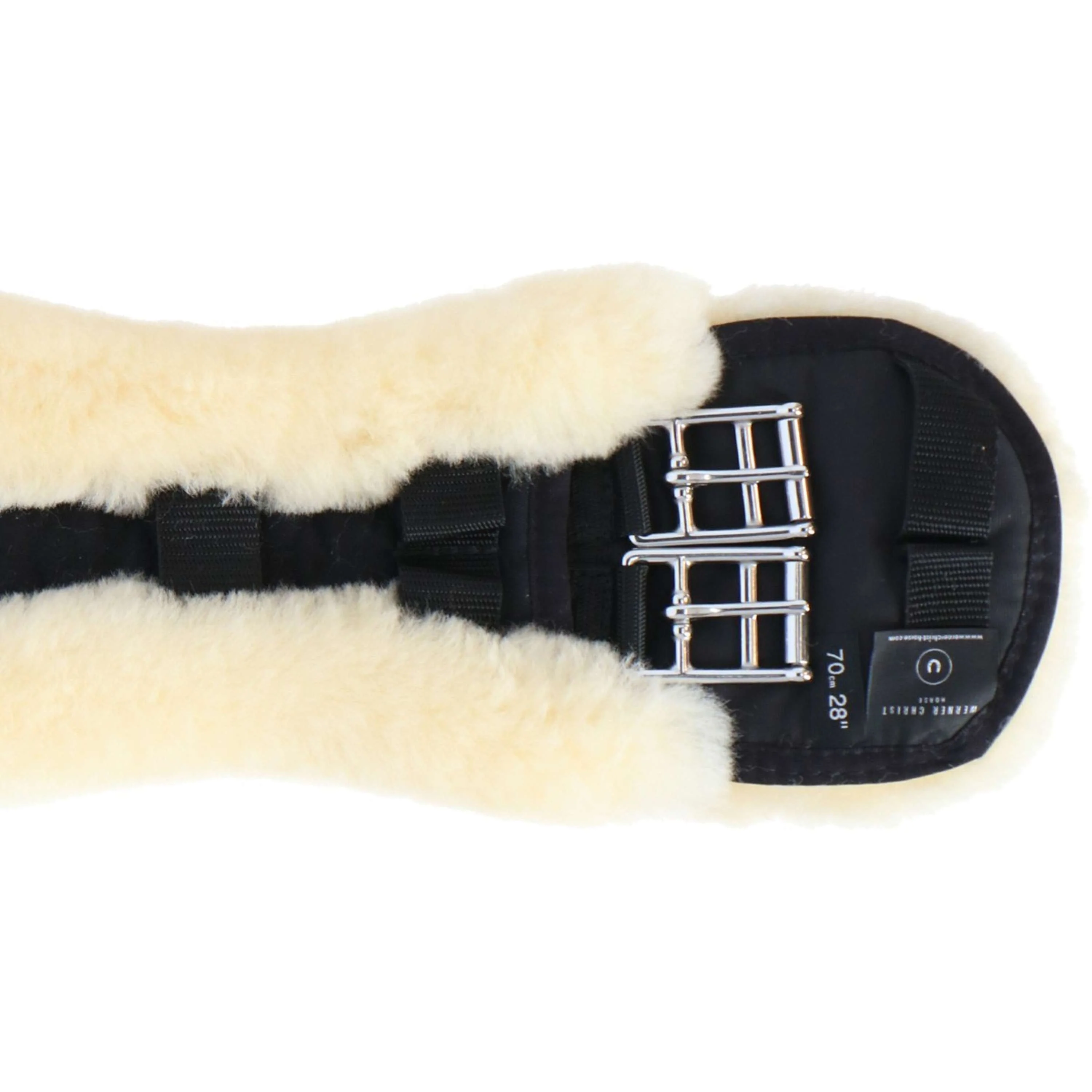 Werner Christ Sangle de Dressage Anatomic avec Fourrure Noir/Naturel - Image 5